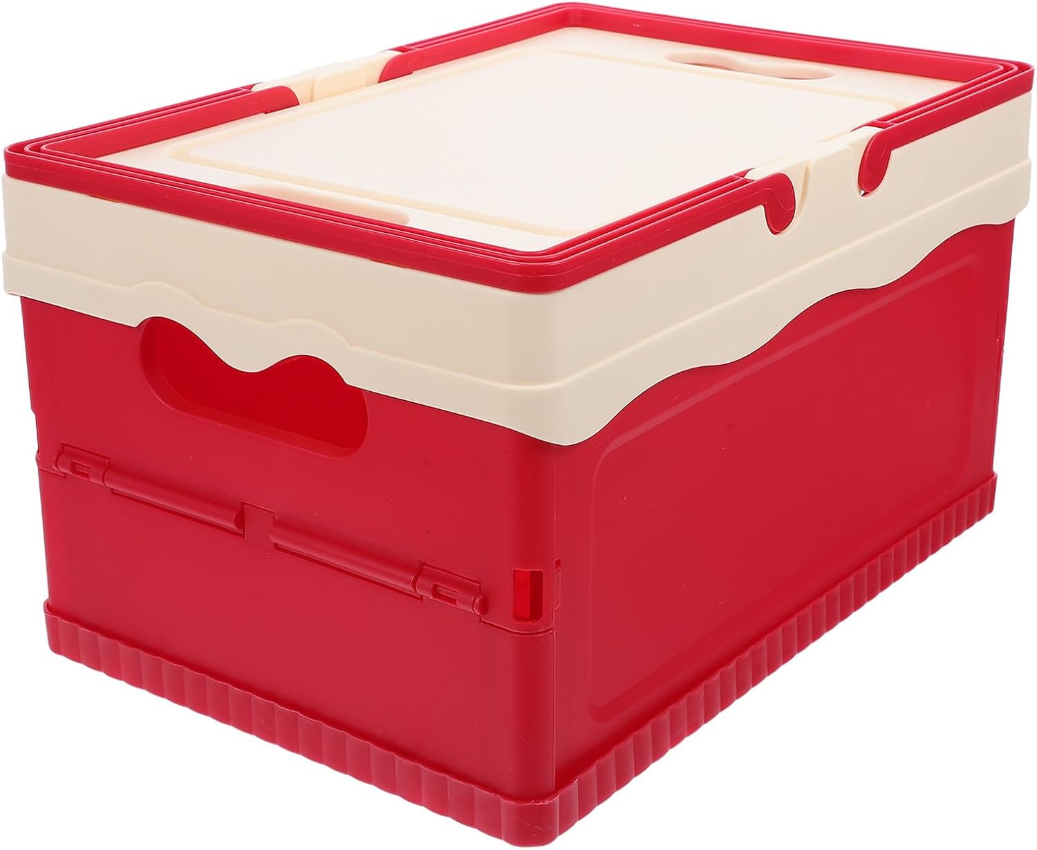 Foldable Plastic Storage Crate Stackable Organizer Box with Lid and Handle, 10l Space Saving Collapsible Storage Bin for Cosmetics and Small Daily Essentials for Bedroom