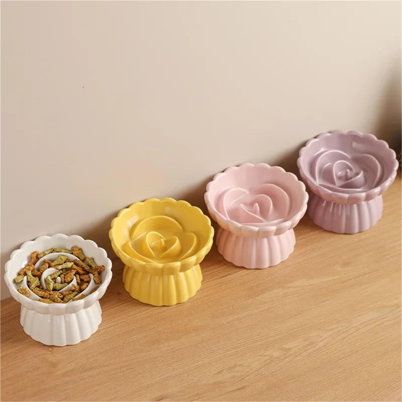 Gamelle surélevée en céramique pour chat - Anti-suffocation - Anti-ingestion - Fournitures pour chiens - Rose