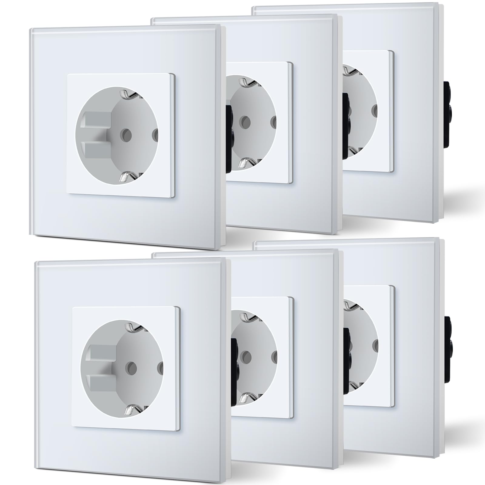 BSEED Enchufe de Pared con USB C,Enchufes Dobles Empotrados con Cristal,Toma de Corriente,Seguridad infantil,Fácil de Instalar,M Serie,2 Enchufes con USB y Tipo C,157mm Blanco — view 79