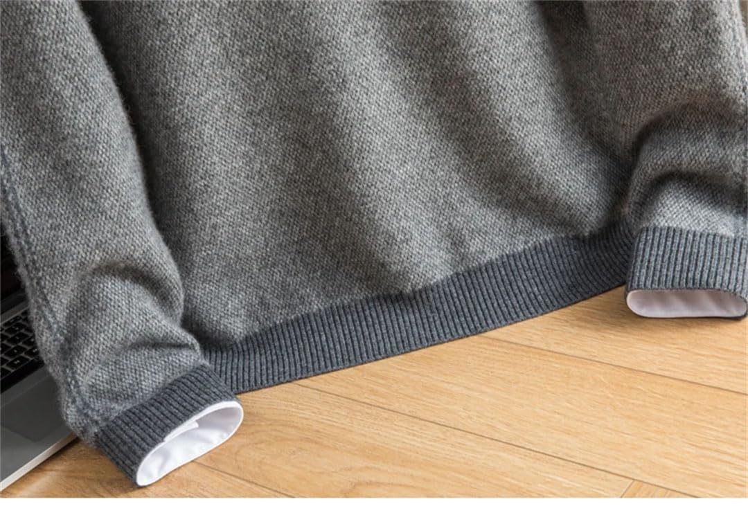 Vogrtcc Maglione da Uomo in Cashmere Ispessito Lavorato A Maglia con Scollo Tondo