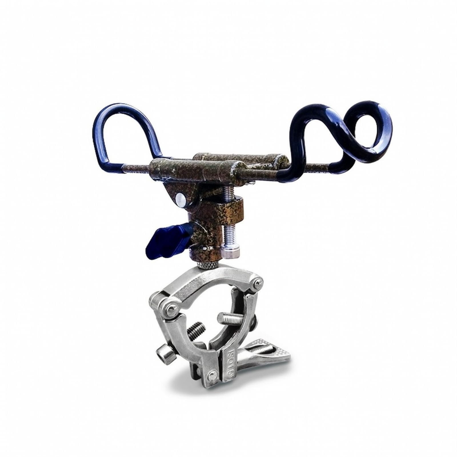 Reggicanne da Pesca con Morsetto Regolabile E Base Rotante Universale in Acciaio Inox per Tubolari Tondi da 32 a 50 Mm
