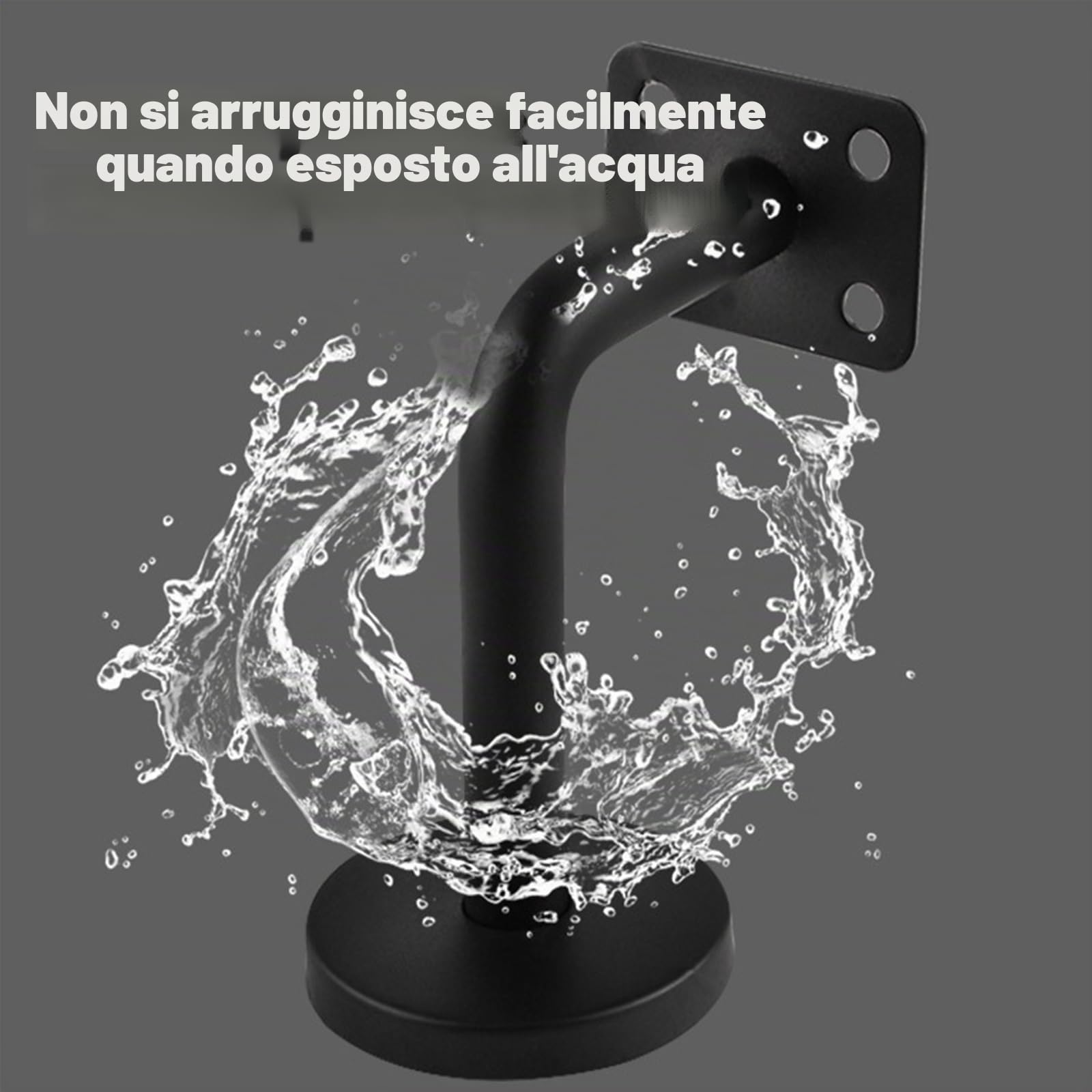 Set di Supporti per Corrimano Docache - Supporti per Corrimano in Acciaio Inox Con Design Piatto Nero per Ringhiere, Corridoi, Ringhiere in Legno, Balaustre (6 Pezzi)