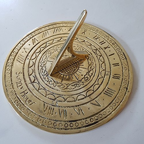 garden ornaments and accessories Round Small Sunny Hours Brass Sundial Plain 140mm