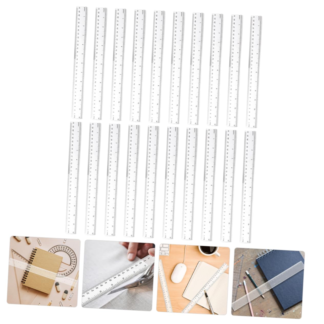 Set di 50 Righelli da Disegno Trasparenti in Plastica per Architettura e Ufficio, Strumenti di Misurazione Precisi e Resistenti, per Scuola e Disegno Tecnico