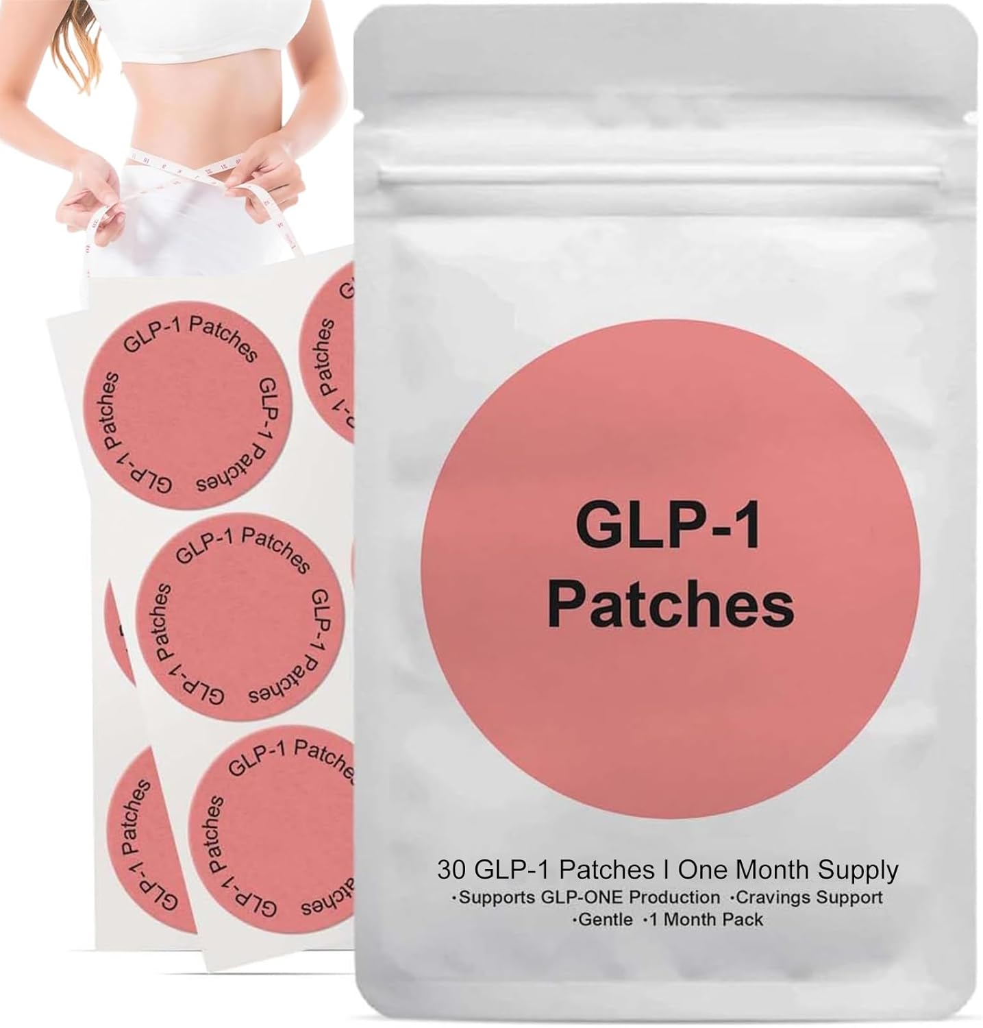 GLP-1 Patches, GLP Patches Natural Ingredients for Women and Men, for All Skin 30 Count