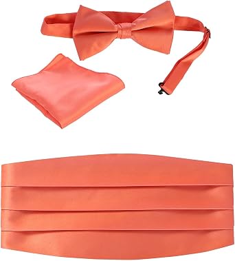 Gioberti Kids/Boys Adjustable Satin And Paisley Cummerbund Set With Formal Bow Tie and Pocket Square