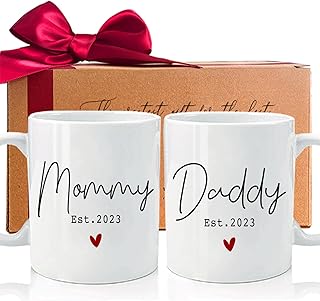 New Daddy & Mommy Est 2023 Coffee Mugs, First Time Mommy Daddy Gift Set of 2, Pregnancy Announcement, Prospective Parents Mugs Gift, New Parents Gift, Baby Reveal Mug-A1