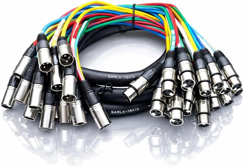 Seismic Audio 16-Channel XLR Snake Cable – 10 ft Professional Balanced Audio Multicore Cable with XLR Male to Female, Stage & Studio Use
