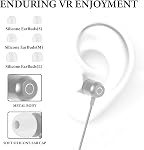 Geekria VR Casques in-Ear compatibles avec Meta Quest 3, Pico Neo 3, HTC Ecouteurs filaires Vive, avec 3.5mm Aux Jack, Son immersif stéréo, Conseils d'oreille S/M/L, VR Accessoires pour casques de jeu