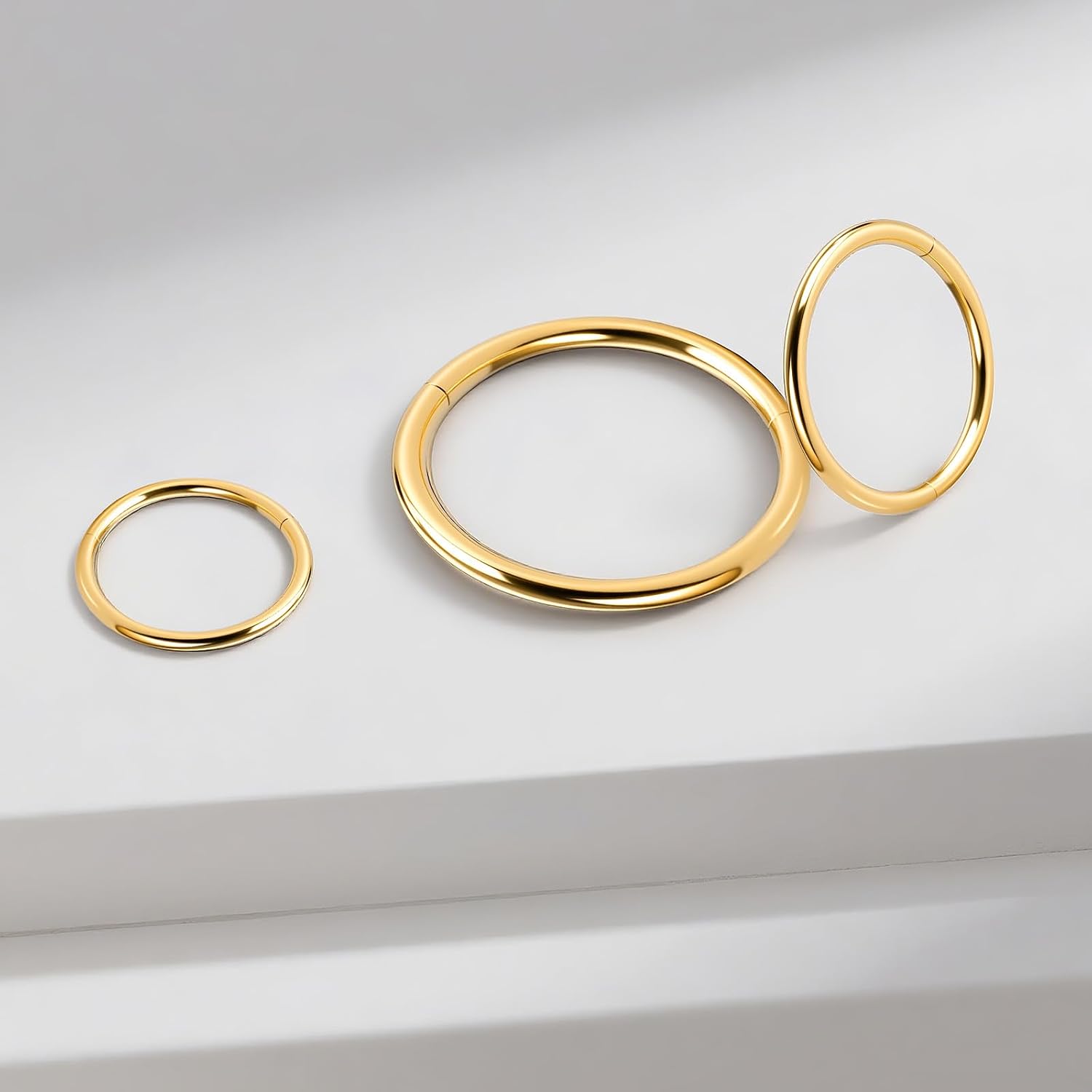 3pcs 316L Surgical Steel Hinged Nose Hoop Rings for Women Men