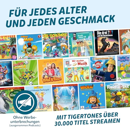 tigermedia tigertones Duo Prepaid-Zugang 12 Monate | Audio-Streamingdienst für Kinder | Über 30.000 Audiotitel | Volle Kostenkontrolle | Nutzbar mit tigerbox Touch und MINI | Musikbox