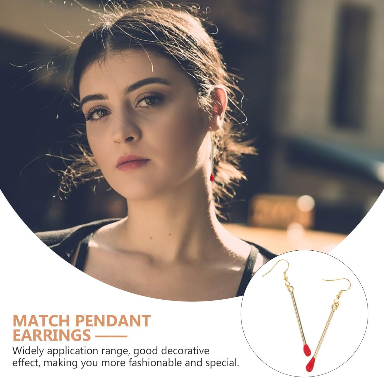 TOYANDONA 1 Pair Matchstick Earrings Novelty Stick Drop Dangle Earring Alloy Match Charms Earrings Chic Pendants Earrings Ear Dangler for Women Christmas Cosplay Costume - Image 4