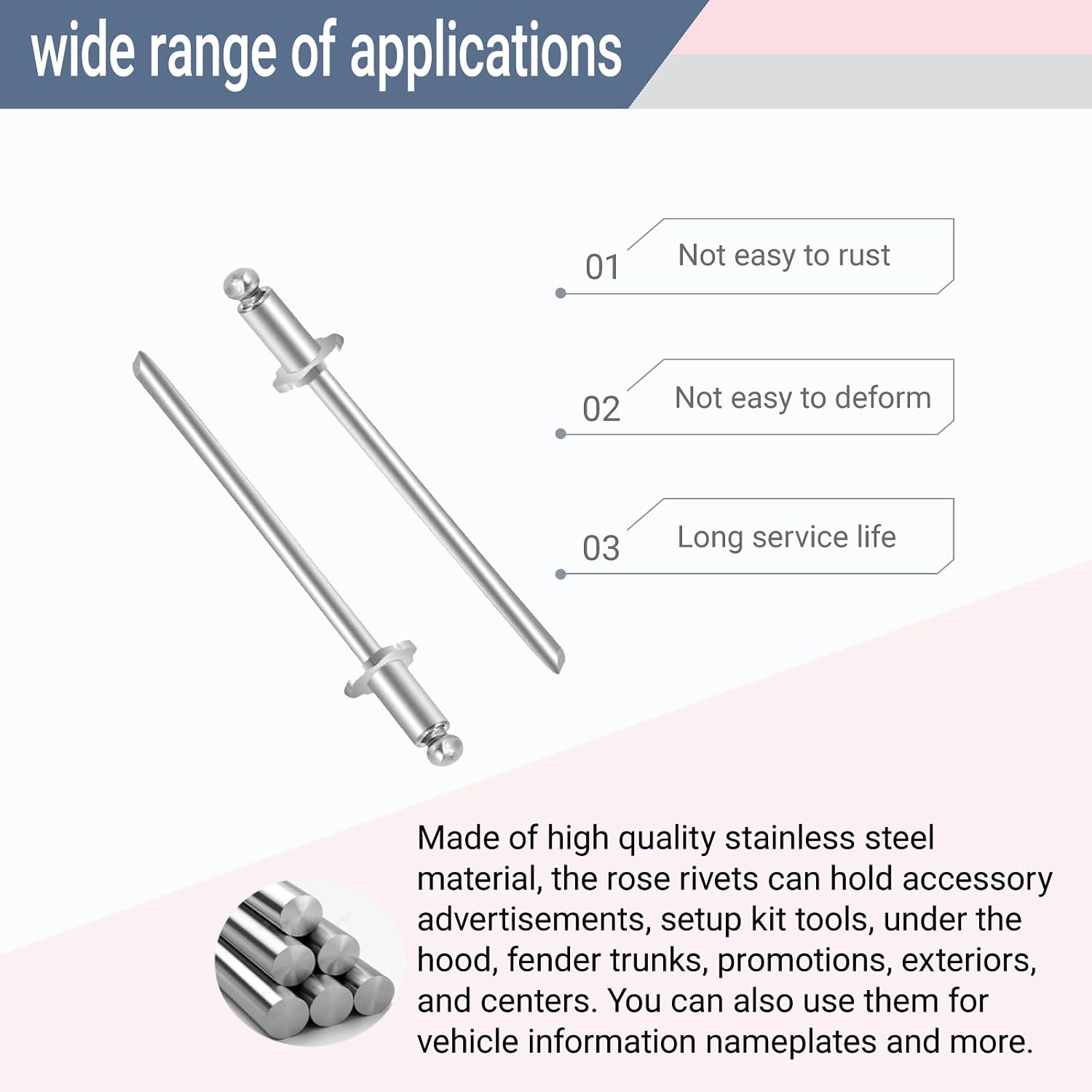 2Pcs Rosette Rivets Stainless Steel Fits for Ford Chrysler AMC VIN Door TAG,VIN Door Tag with GM AMC Cars (4)