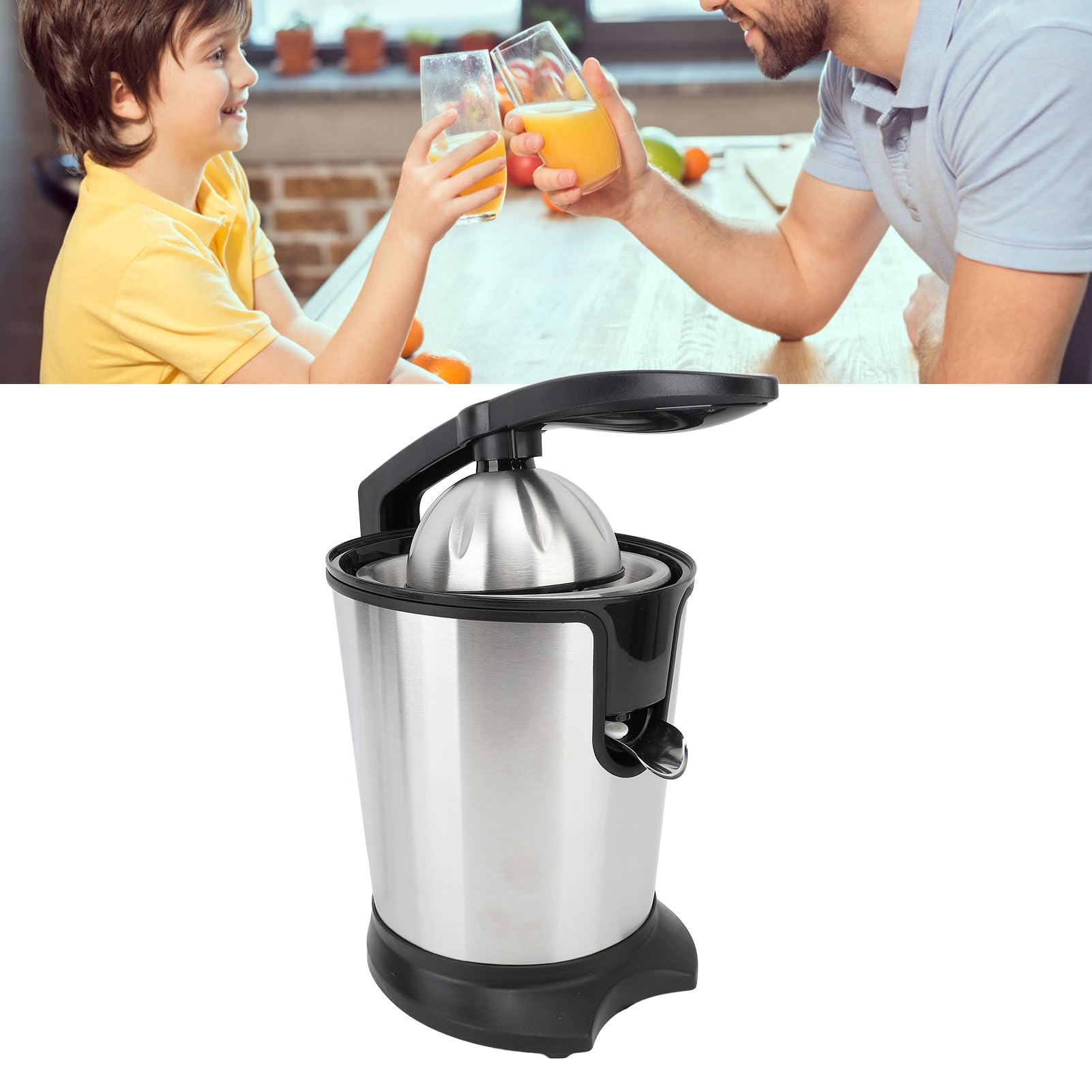 Electric Citrus Juicer 15000rpm Auto Off Dishwasher Safe Stainless Steel with Soft Handle for Oranges Lemons Limes and Grapefruits