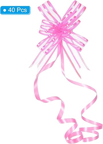 Miniatura 3 de PATIKIL Lazos de gasa de 2.4 pulgadas, paquete de 40 lazos de cuerda para envolver regalos, corbatín decorativo para bodas, fiestas, cumpleaños,