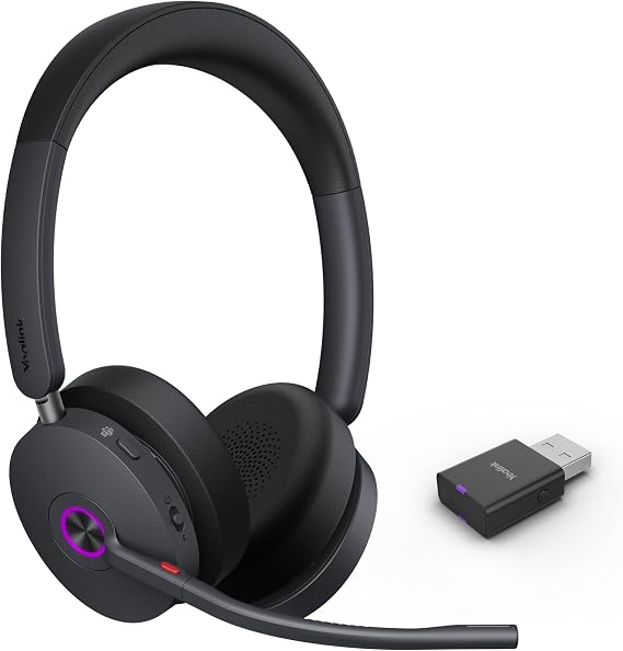 Yealink WH68 Binaural Hybrid DECT Bluetooth Headset, Certified for Teams