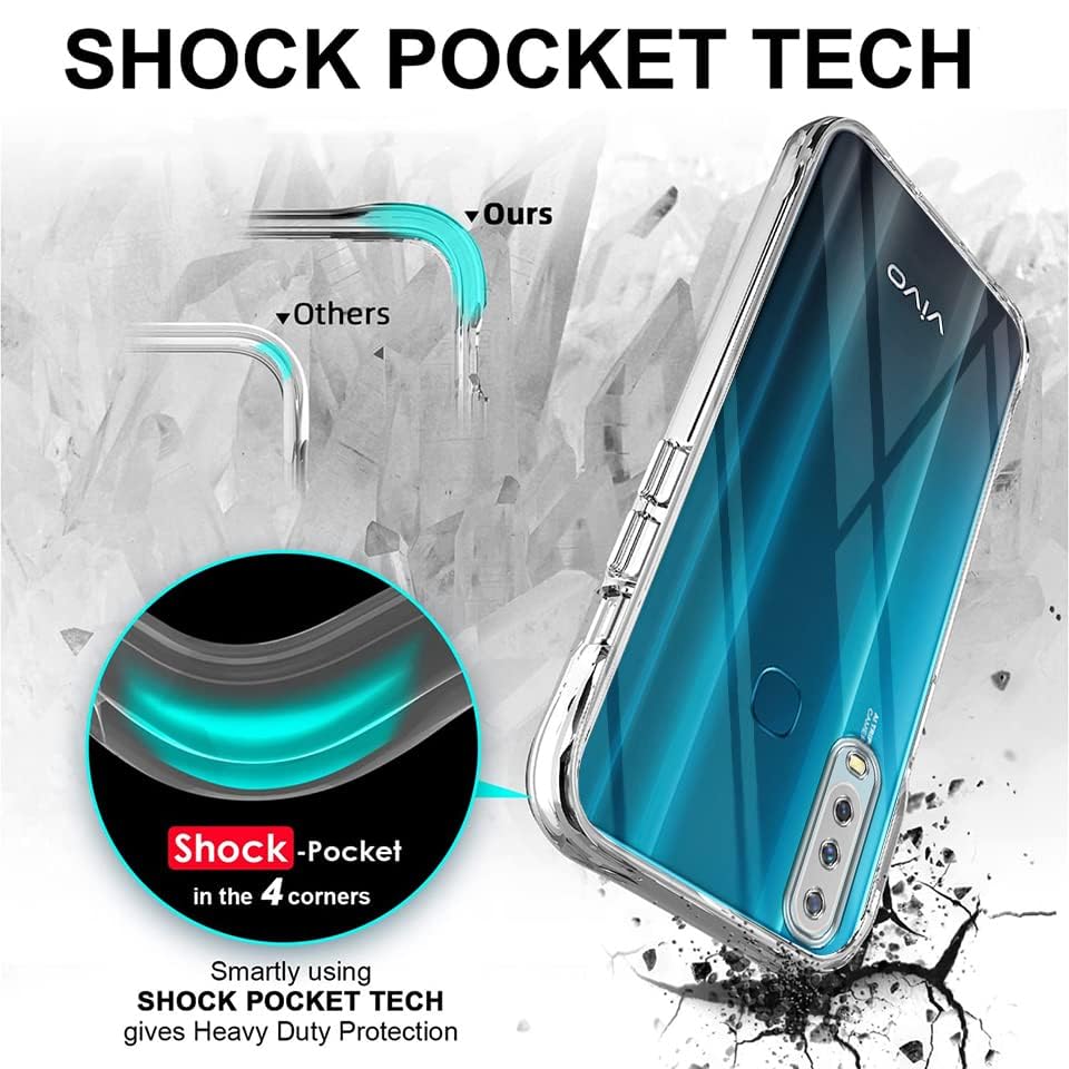 Image of Jkobi Back Case Cover for Vivo Y12 | Y15 | Y17 (Silicone Clear Shockproof Case with Camera Protection and Dust Plugs | Transparent)