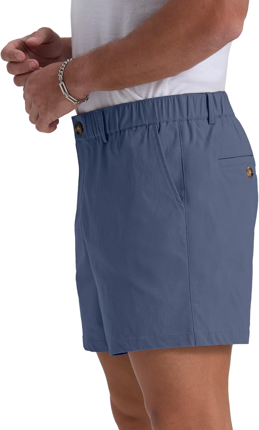 Askdeer Men's 5.5" Shorts Classic-fit Casual Elastic Waistband Shorts Summer Walking, Office, Daily Wear with Multi-Pockets Dark Blue - Image 5