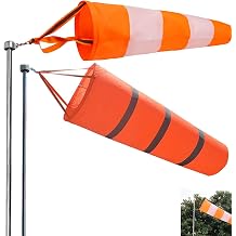 2 Pcs Outdoor Windsocks, 31 Inch Wind Direction Indicators with Reflective Belt Wind-Socks, Weatherproof Outdoor Orange Wind Sock Bag Flag for Airport, Farm, Park and Garden Decoration