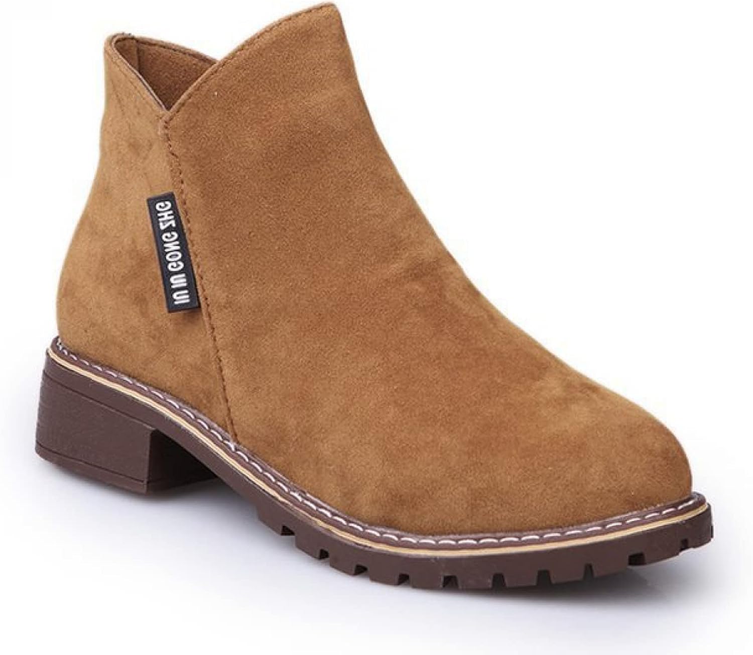 round toe suede ankle boots