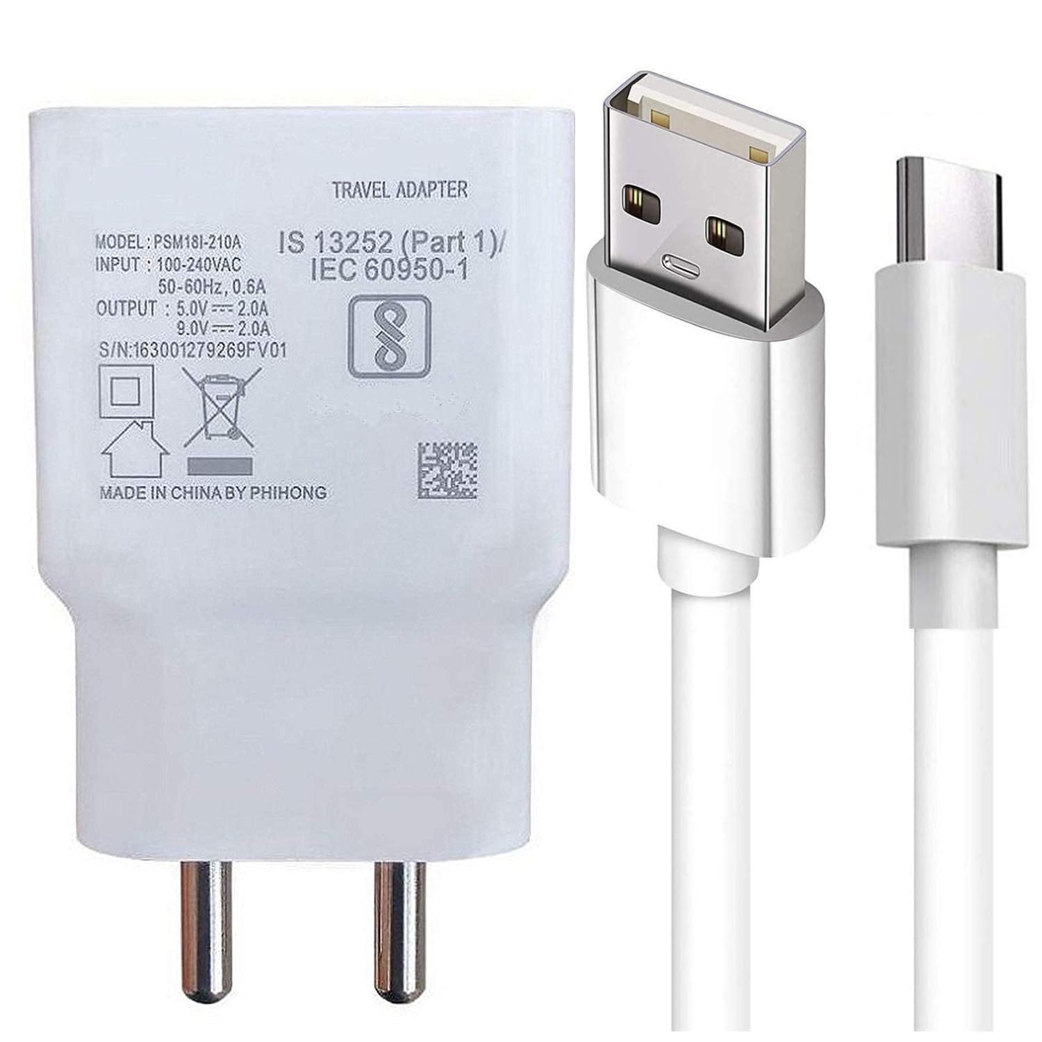 18w type-c charger for nokia 6.2 original qc adapter type c 3.0a high speed fast turbo charge qc 3.0 smart singleport with 1m type-c charging & sync cable (white, vo, sh.y3)