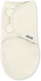 SwaddleMe by Ingenuity Original Preemie Swaddle - 100% Cotton Wrap, Calms Startle Reflex, Improves Sleep for Babies Up to 7 lbs - Cream