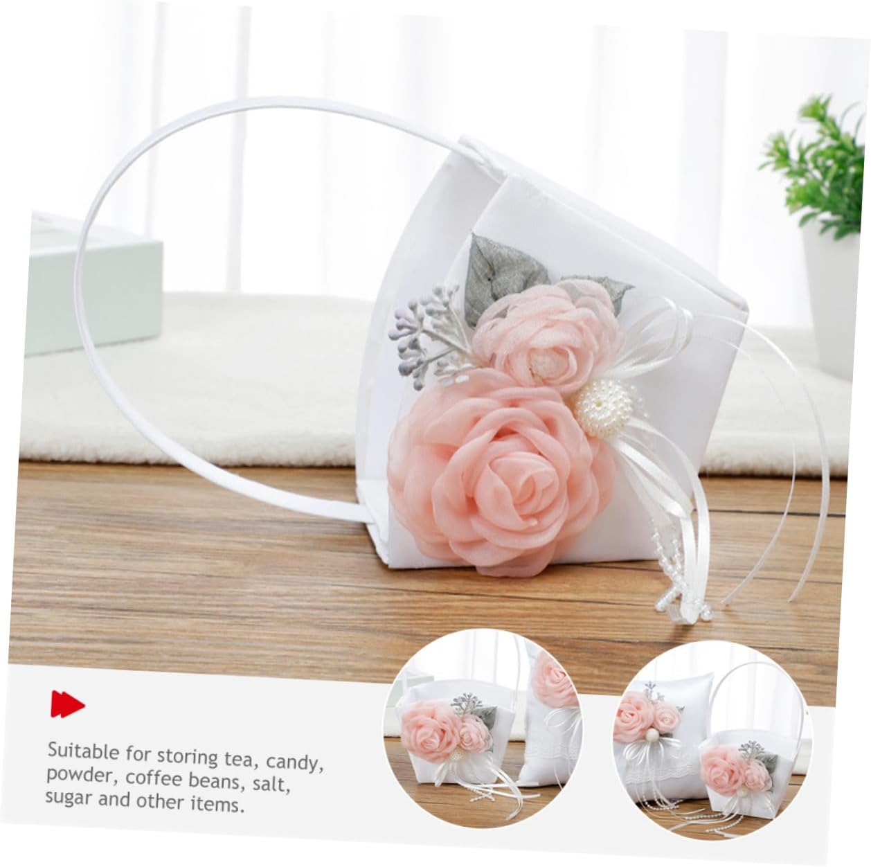 BESPORTBLE Handheld Wedding Flower Basket with Fabric Liner, Petal Storage Basket for Flower, Party Ceremony Supplies, Lightweight Portable Design for Weddings and Events