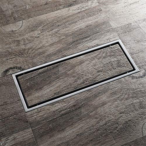 Floor Drain 2-way Installation Stainless Steel Bathroom Linear Floor Drain Tile Insert Rectangular Shower Floor Drain Anti-blocking Deodorant Floor Drain (Color : Silver, Size : 300 * 110MM)