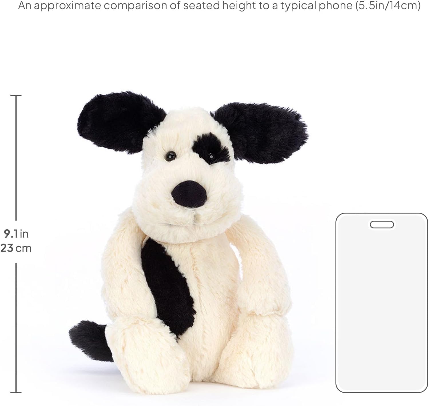 Peluche Bashful Black & Cream Puppy Medium - L: 9 cm x L: 12 cm x