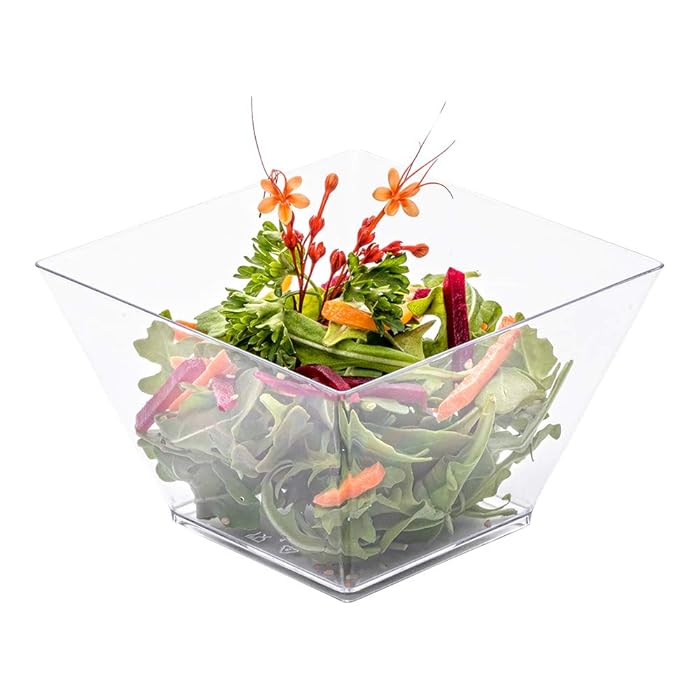 Buy 16OZ Large Kova Salad Bowl Elegant Square Clear Bowls Perfect