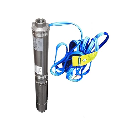 Hallmark Industries MA0414X-7 Deep Well Submersible Pump, 1 hp, 110V, 60 Hz, 33 GPM, 207' Head, Stainless Steel, 4"