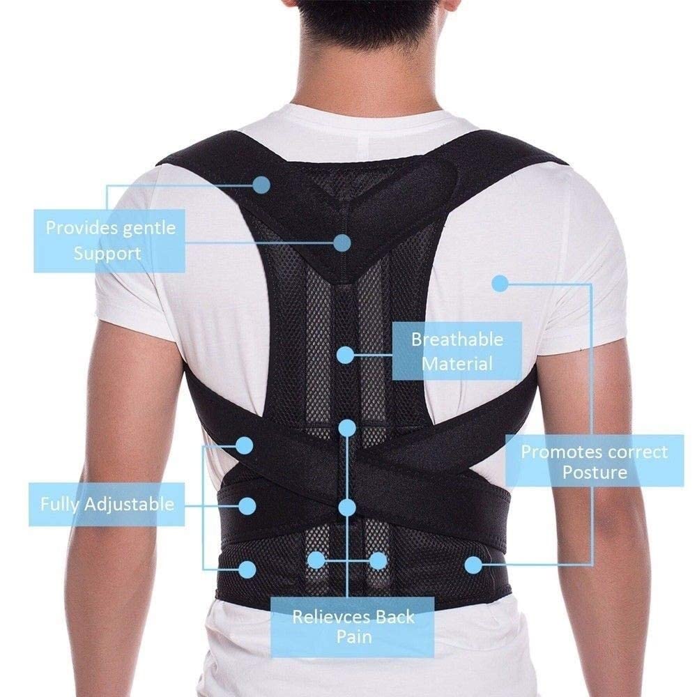 Ceinture de Soutien Dorsale Correction Posturale Grande Taille 5XL Black