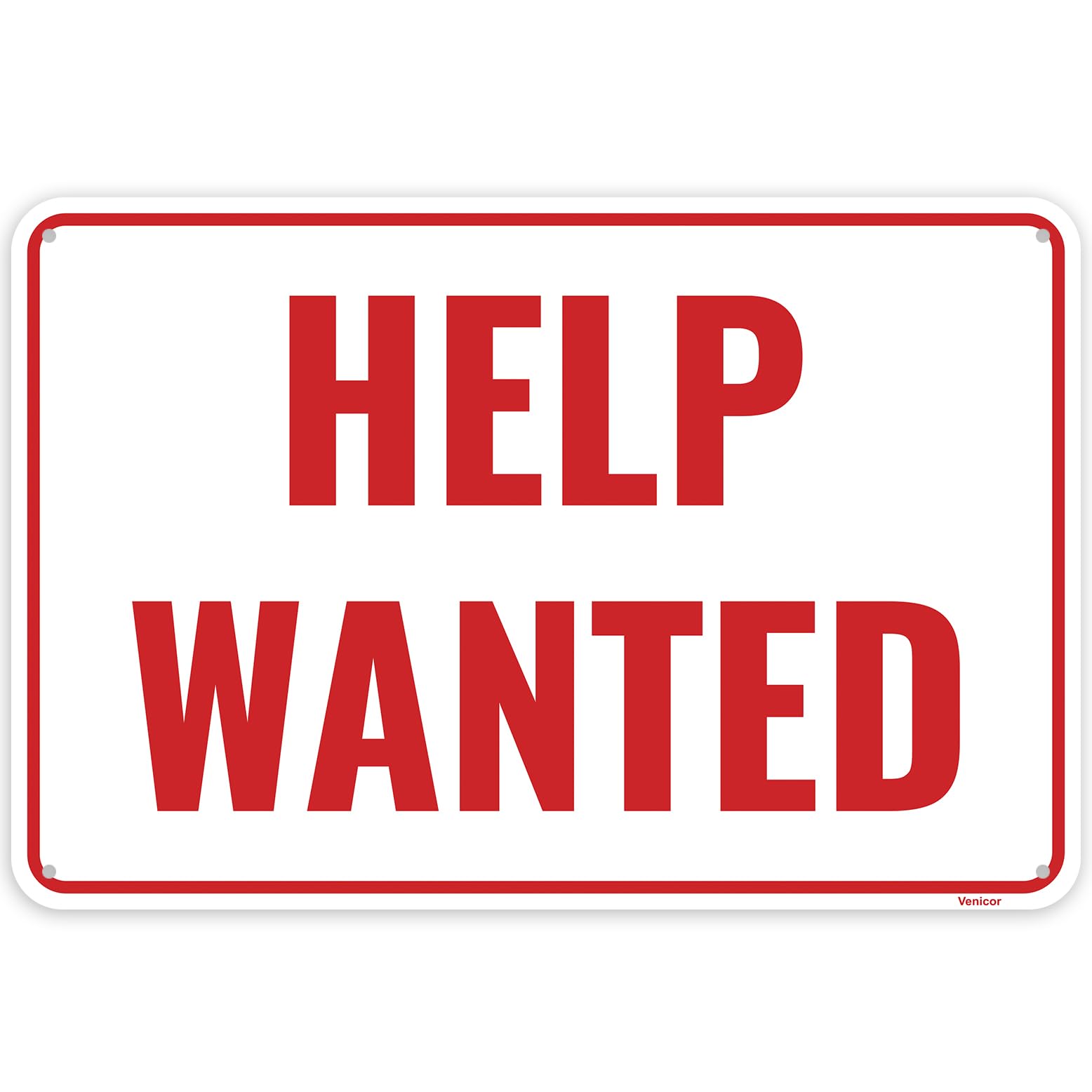 Help Wanted Aluminum Sign, Business Hiring Notice Plaque, 12x8 Inch