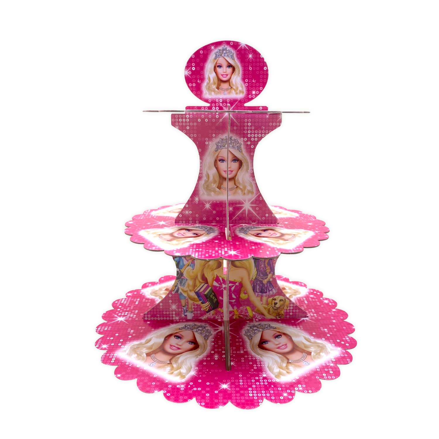 Cardboard Cupcake Stand – 3 Tier Dessert Display for Muffins, Pastries, and Treats – Lightweight & Reusable, Disney Princess 4