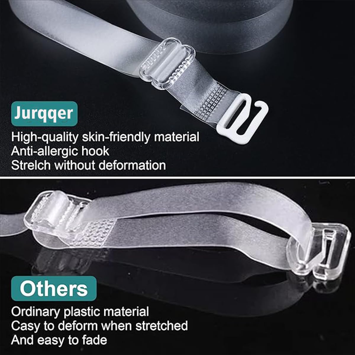 Lot de 2 paires de bretelles de soutien-gorge transparentes, douces pour la peau, invisibles et antidérapantes, amovibles et réglables pour soutien-gorge sans bretelles