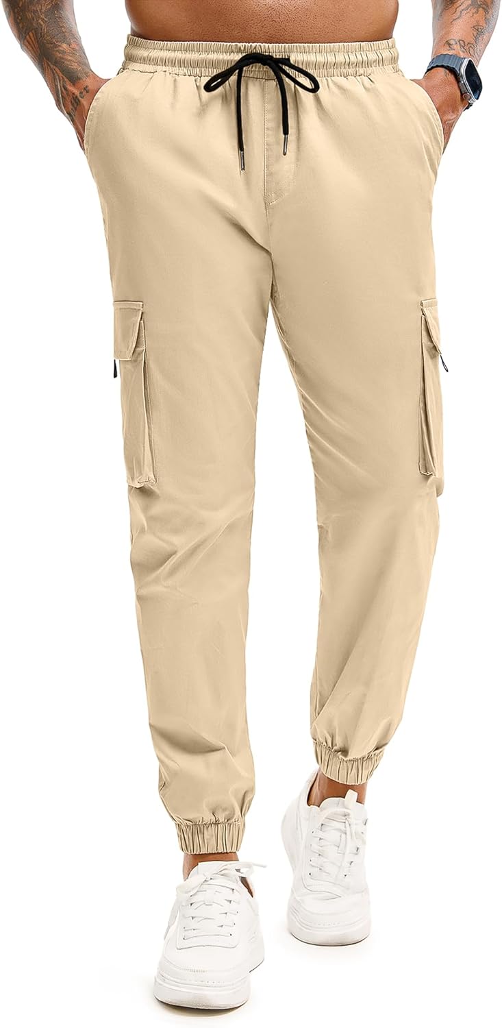 HOTake Men's Stretch Cotton Cargo Pants Elastic Waist Cargo Joggers - Image 4