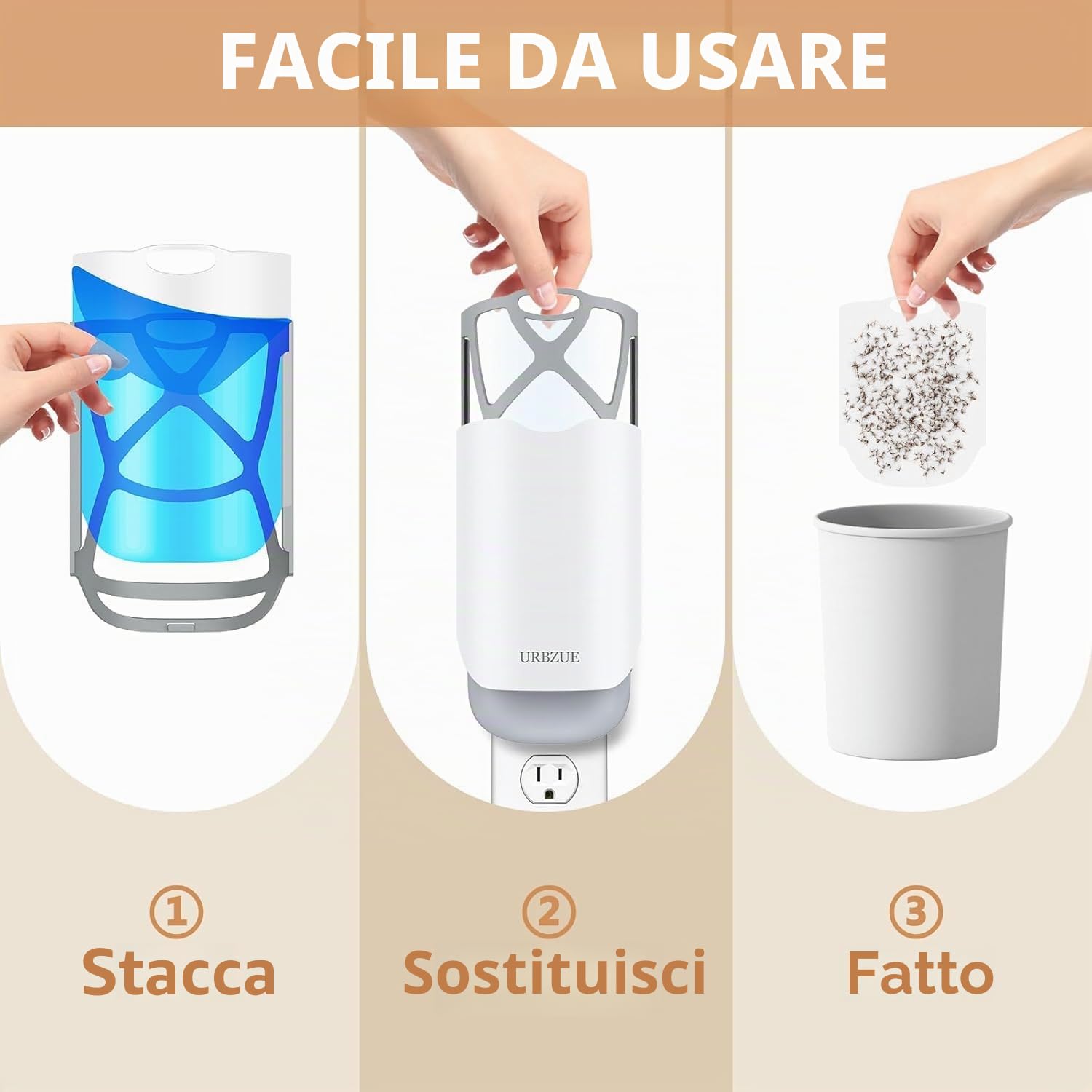 Trappola per Mosche, Antizanzare Volanti Plug-in, Trappole per Mosche da Interni, Lampada Antizanzare UV con Adesivo, Trappola per Zanzare, Mosche della Frutta (2 Dispositivi + 12 Ricariche)