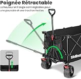 370L Beach Trolley with Big Universal Wheels, Heavy Duty Camping Trolley Cart with Rebound Handle, Folding Wagon Camping Garden Cart, Collapsible Shopping Wagon (Black, XXXL) - 6