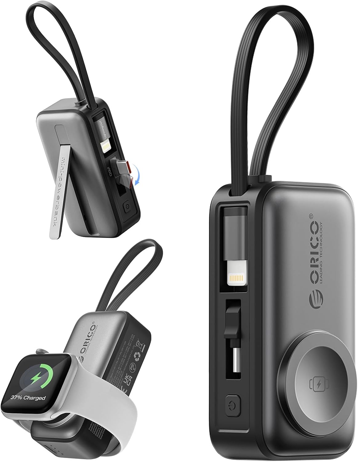 ORICO 5000mAh Portable Charger with Built-in Lightning Cable