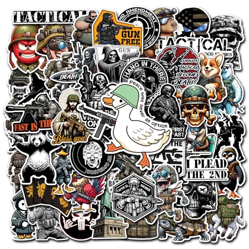 WESILY Pack 50 PCS Tactical Stickers Funny Military Waterproof Vinyl Decals Decorations Laptop Water Bottle Guitar Phone Cup Luggage Scrapbooking Gift for Adults Teens
