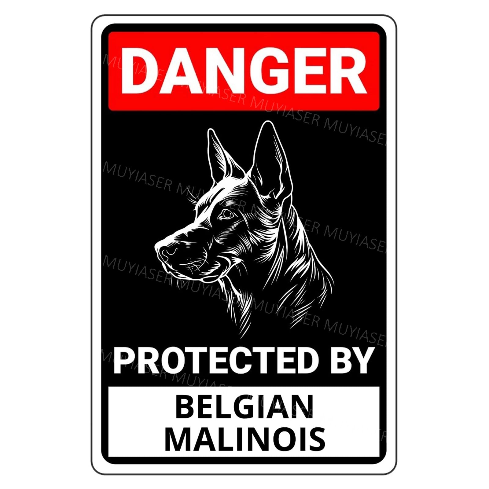 Glplokpj Tin Sign18 Danger Protected By Malinois Beware Of Dog Sign Aluminum Metal Tin Signs Warning Sign For Fence Door Gate Yard Home Outside Wall Decor 8X12 Inch