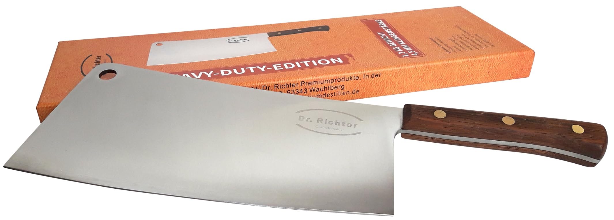 ultragroßes und -schweres Knochenbeil (Klingenlänge: 29,5 cm, Gesamtlänge: 45 cm, Gewicht ca.1,3 Kg, Edelstahl) Küchenbeil Metzgerbeil Hackbeil Knochen