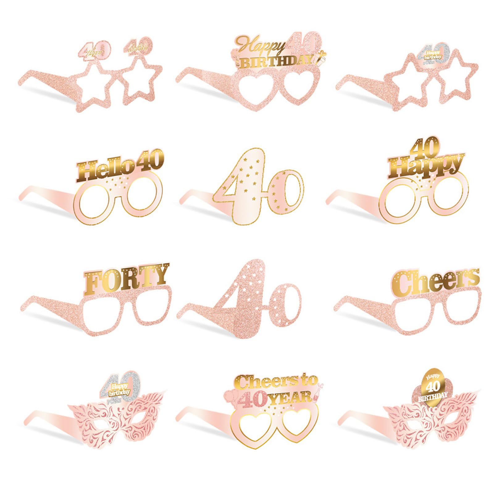 Limtula 12 Pieces Colorful Paper Party Glasses Photo Booth Props for Birthdays, Gatherings & Costume Theme Parties Birthday Event Props