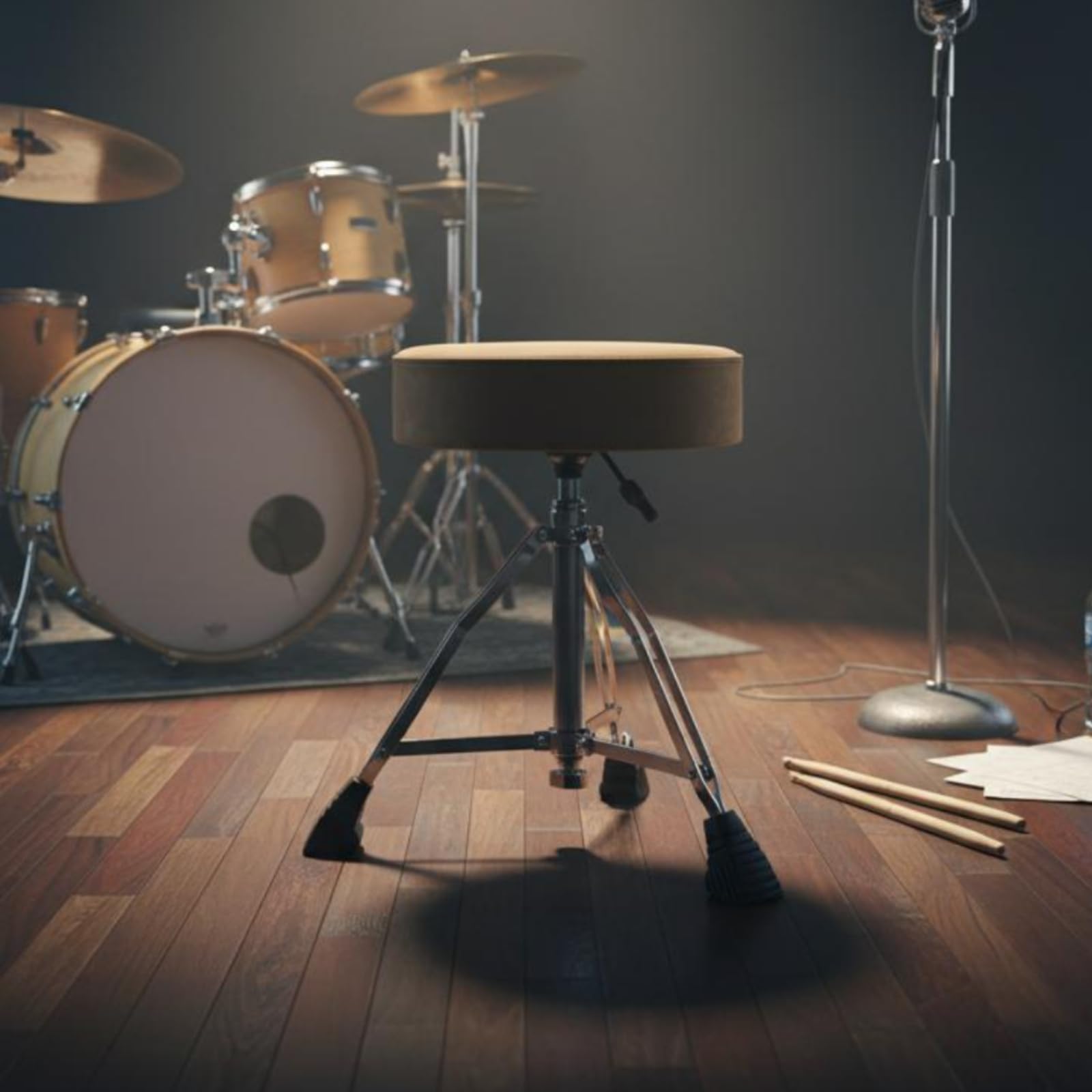 Taburete Regulable de Batería Antideslizante Taburete Neumático de Batería Carga Fuerte Asiento Musical para Bateristas, Escenario