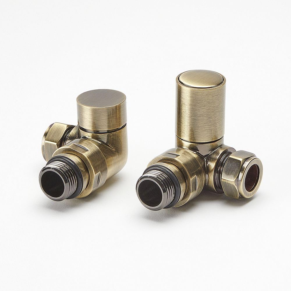 Milano Gold Brushed Corner Heated Towel Rail Radiator Valves