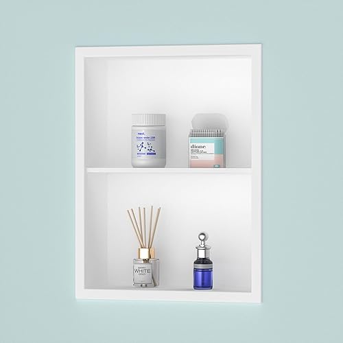 Miniatura 3 de Bathroom Medicine Cabinet 14x18 Recessed, Wall Mounted Bathroom Storage Cabinet with Open Shelves, Stainless Steel Bathroom Wall Cabinet for