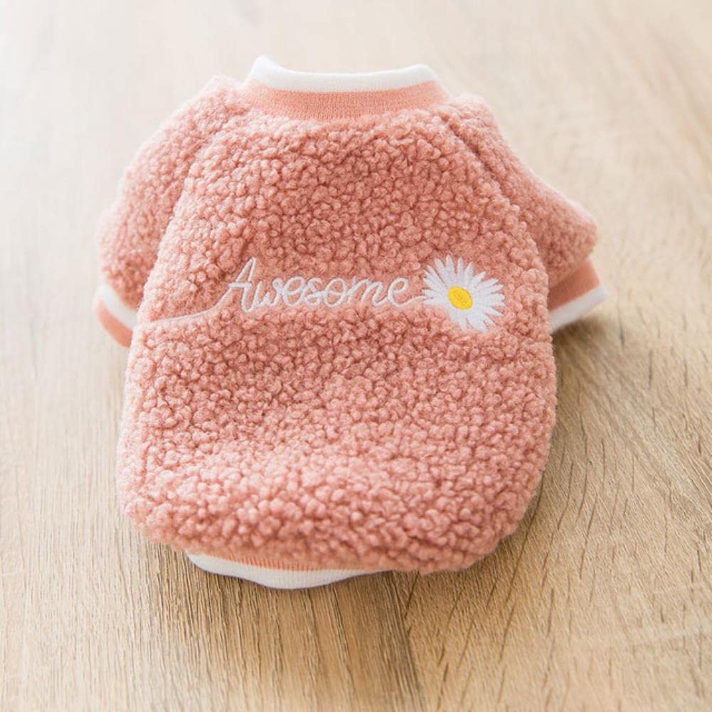 Vêtements chien pour balade hivernale : sweat à capuche rose en velours L