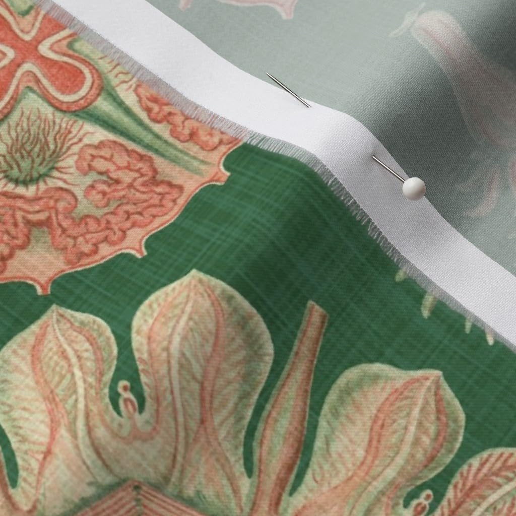 Spoonflower Fabric - Sea Creatures Coral Beach Jellyfish Room Vintage Nautical Printed on Organic Cotton Sateen Fabric by The Yard - Sewing Quilting Apparel Home Decor