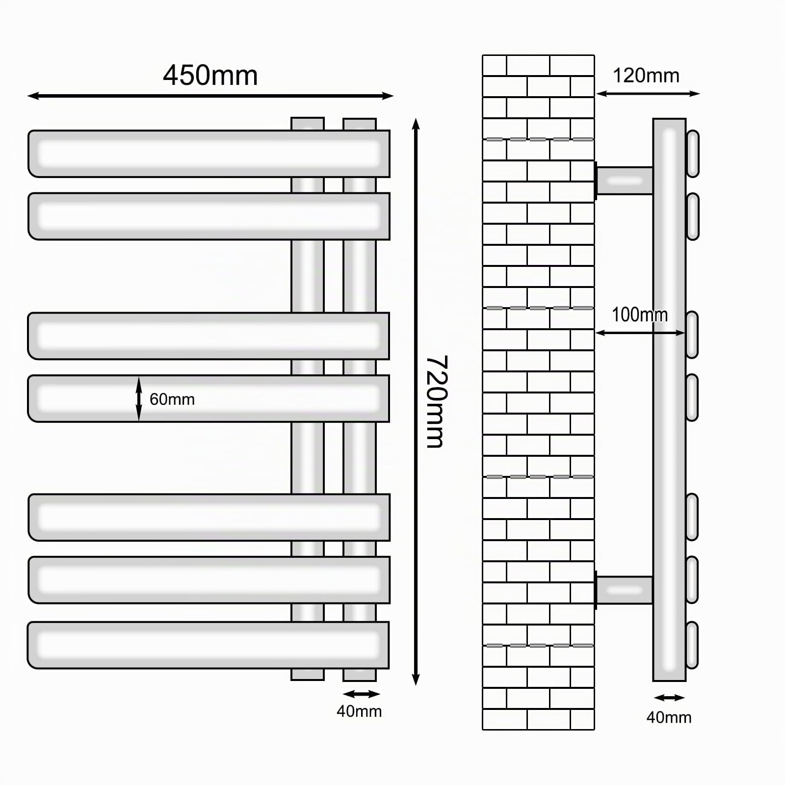 Toallero Baño Radiador, Calentador de Toallas con termostato Inteligente WiFi, para Alexa y Google Home y App, 450x720 mm, Toallero Electrico, Radiador Secador de Toallas-WiFi White Left