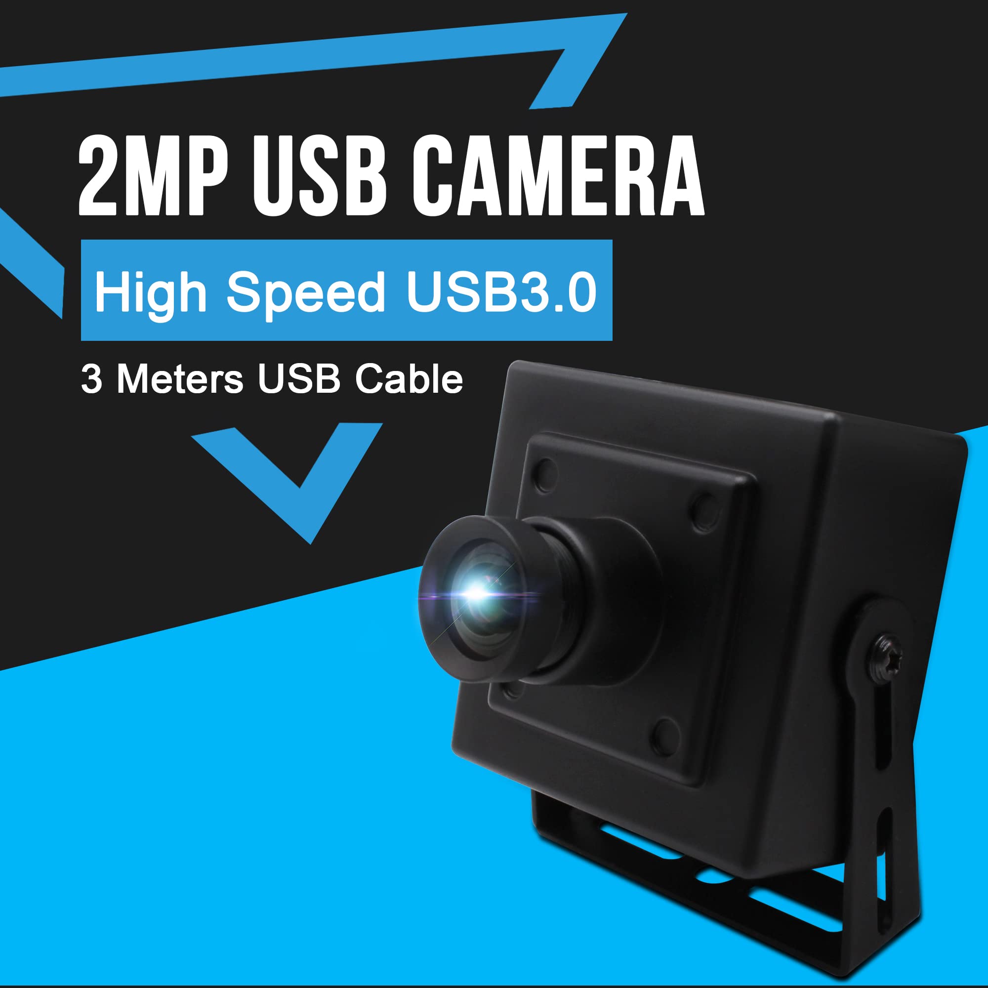 ELP Cámara web USB 3.0 de 2 MP, sensor IMX291, 1080P a 50 fps, lente de 100°, Plug & Play, compatible con Windows/Android/Linux/MacOS